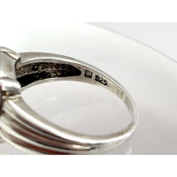 Red Agate Square Bezel Set Vintage Sterling Silver Ribbed Cabochon Ring - sz 9 - Picture 4 of 10